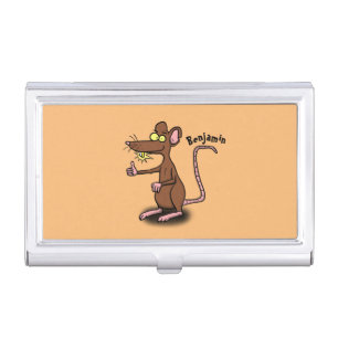 Cute brown rat thumbs up cartoon business card case