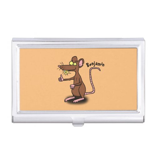 Cute brown rat thumbs up cartoon business card case