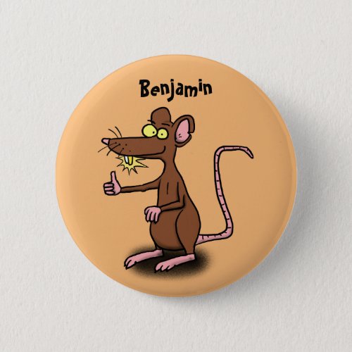 Cute brown rat thumbs up cartoon button