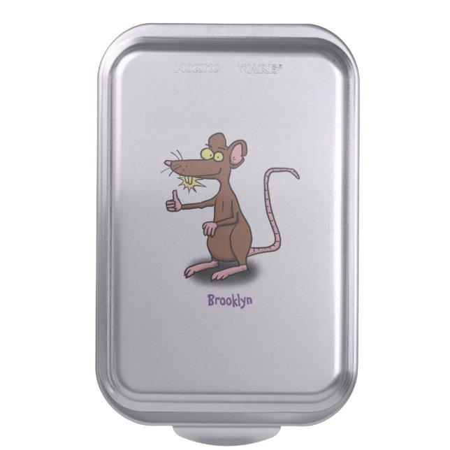Cute brown rat thumbs up cartoon cake pan (Front Vertical)