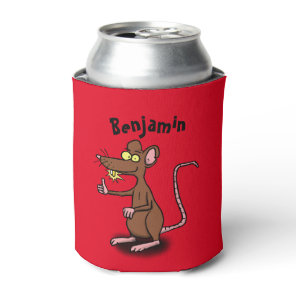 Cute brown rat thumbs up cartoon can cooler