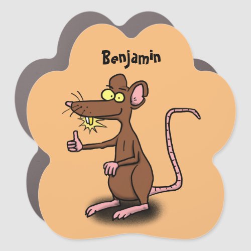 Cute brown rat thumbs up cartoon car magnet