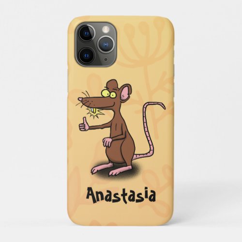 Cute brown rat thumbs up cartoon iPhone 11 pro case