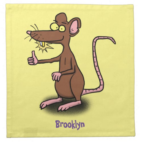 Cute brown rat thumbs up cartoon cloth napkin
