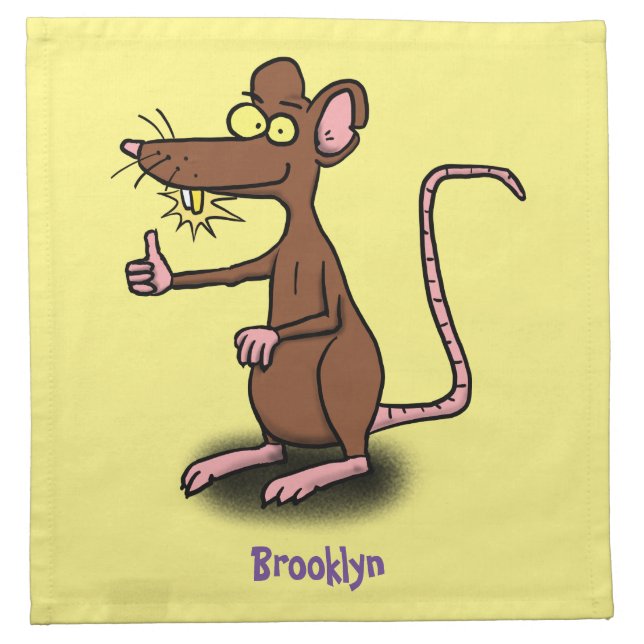 Cute brown rat thumbs up cartoon cloth napkin (Front)