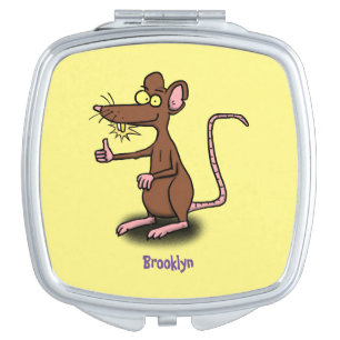 Cute brown rat thumbs up cartoon compact mirror