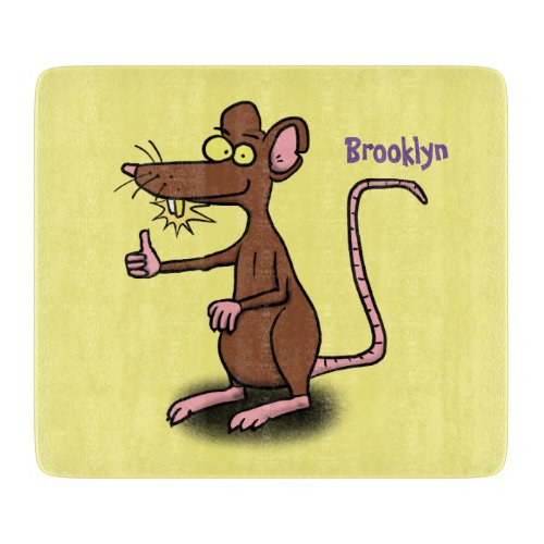 Cute brown rat thumbs up cartoon cutting board