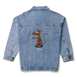Cute brown rat thumbs up cartoon denim jacket