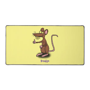 Cute brown rat thumbs up cartoon desk mat