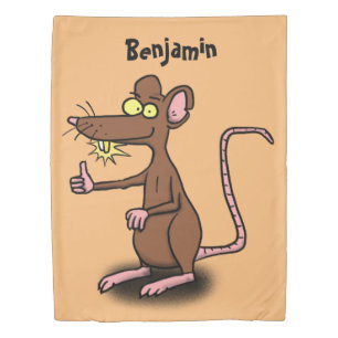 Cute brown rat thumbs up cartoon duvet cover