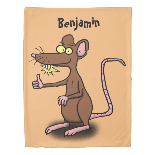 Cute brown rat thumbs up cartoon duvet cover