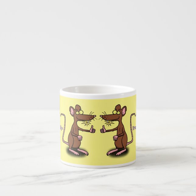 Cute brown rat thumbs up cartoon espresso cup (Front)