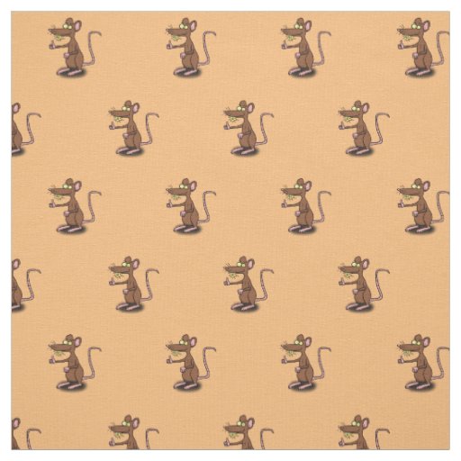 Cute brown rat thumbs up cartoon fabric