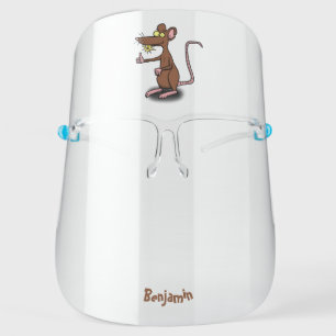 Cute brown rat thumbs up cartoon face shield