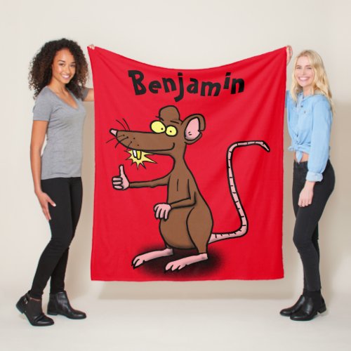 Cute brown rat thumbs up cartoon fleece blanket