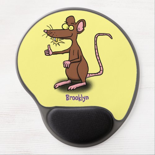 Cute brown rat thumbs up cartoon gel mouse pad