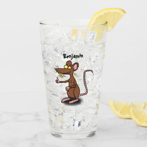 Cute brown rat thumbs up cartoon glass