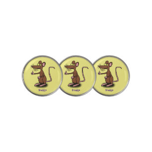 Cute brown rat thumbs up cartoon golf ball marker