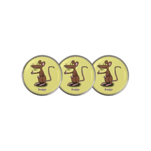 Cute brown rat thumbs up cartoon golf ball marker