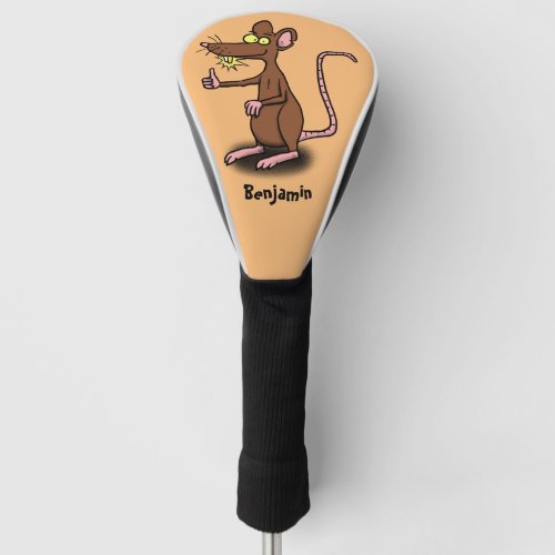 Cute brown rat thumbs up cartoon golf head cover