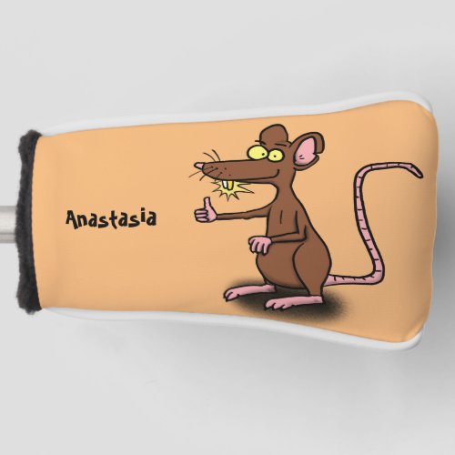 Cute brown rat thumbs up cartoon golf head cover