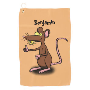 Cute brown rat thumbs up cartoon golf towel