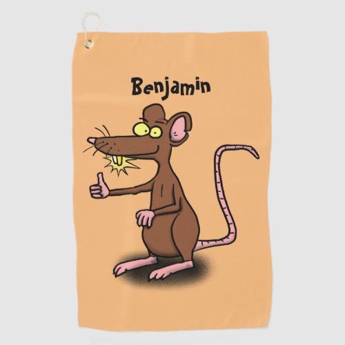 Cute brown rat thumbs up cartoon golf towel