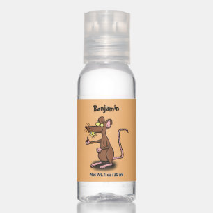 Cute brown rat thumbs up cartoon hand sanitizer