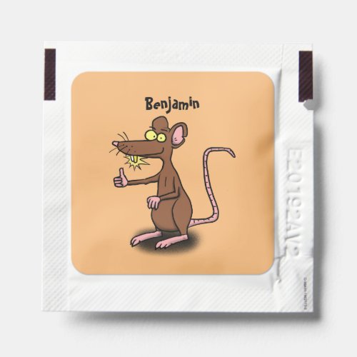 Cute brown rat thumbs up cartoon hand sanitizer packet