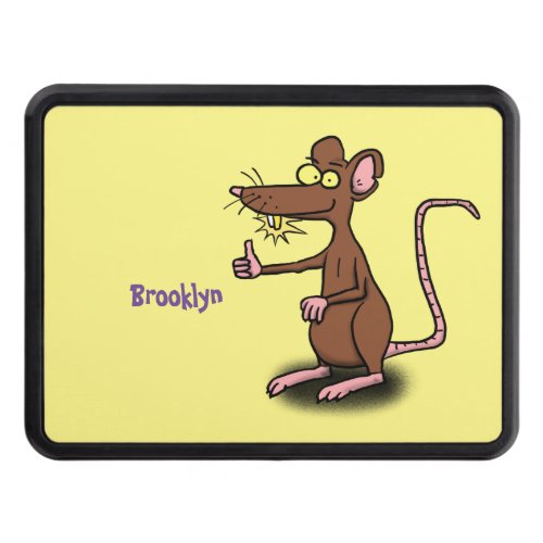 Cute brown rat thumbs up cartoon hitch cover