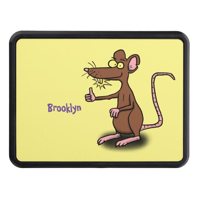 Cute brown rat thumbs up cartoon hitch cover (Front)