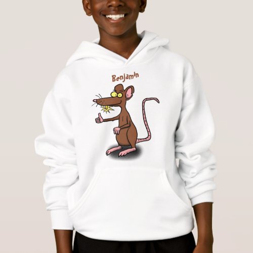 Cute brown rat thumbs up cartoon hoodie