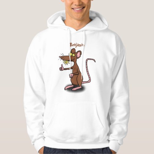 Cute brown rat thumbs up cartoon hoodie