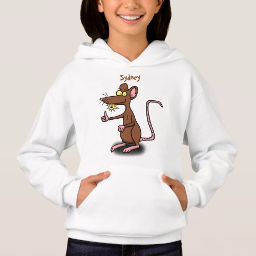 Cute brown rat thumbs up cartoon hoodie