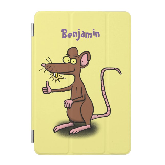 Cute brown rat thumbs up cartoon iPad mini cover (Front)