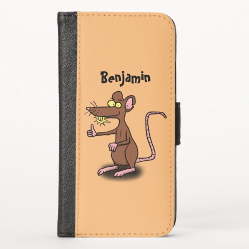 Cute brown rat thumbs up cartoon iPhone x wallet case