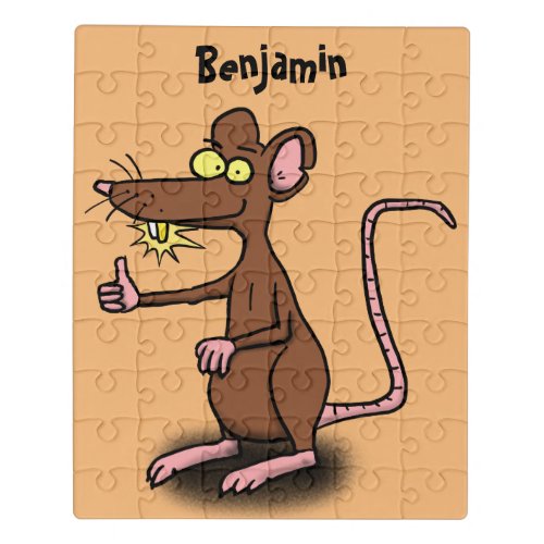 Cute brown rat thumbs up cartoon jigsaw puzzle