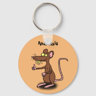 Cute brown rat thumbs up cartoon keychain