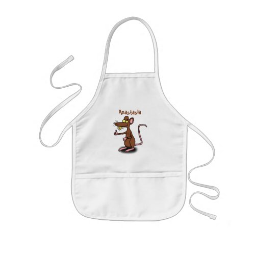 Cute brown rat thumbs up cartoon kids apron