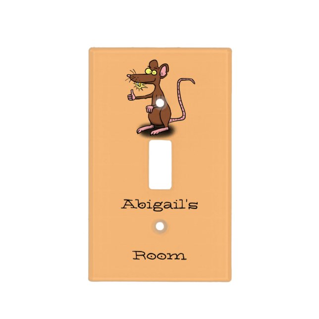 Cute brown rat thumbs up cartoon light switch cover (Front)