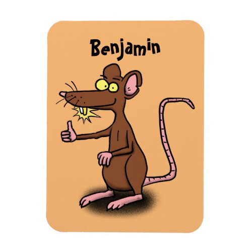 Cute brown rat thumbs up cartoon magnet