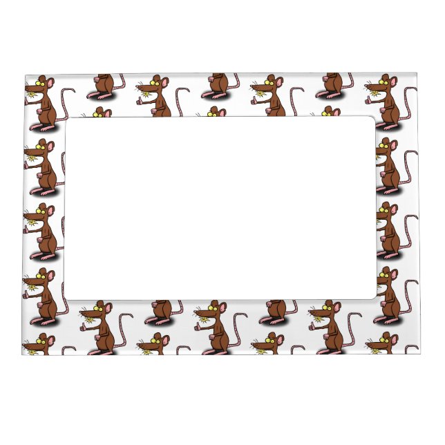 Cute brown rat thumbs up cartoon magnetic frame (Front)