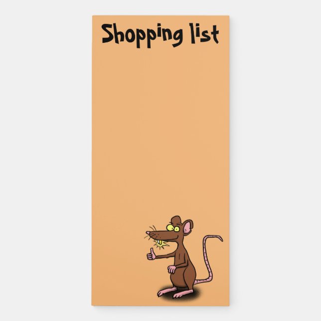 Cute brown rat thumbs up cartoon magnetic notepad (Front)