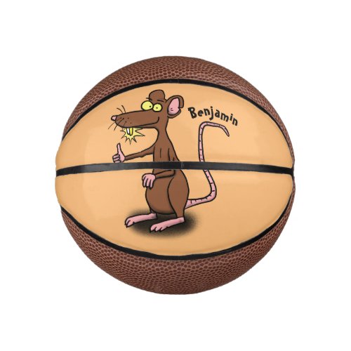 Cute brown rat thumbs up cartoon mini basketball