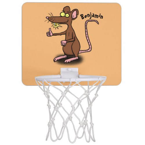 Cute brown rat thumbs up cartoon mini basketball hoop