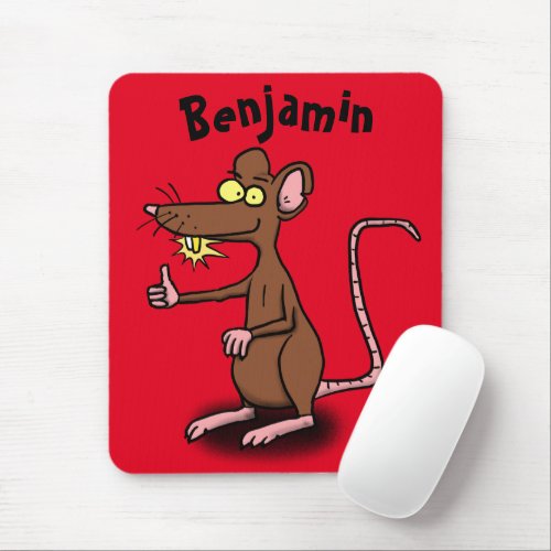 Cute brown rat thumbs up cartoon mouse pad
