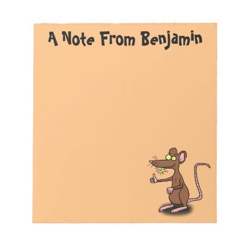 Cute brown rat thumbs up cartoon notepad