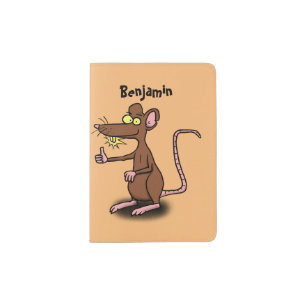 Cute brown rat thumbs up cartoon passport holder