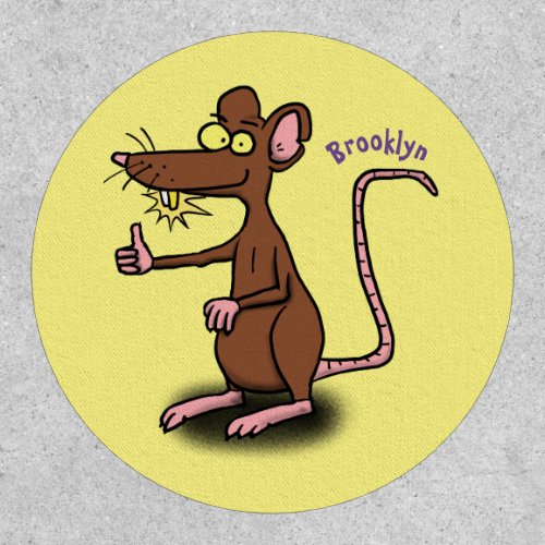 Cute brown rat thumbs up cartoon  patch