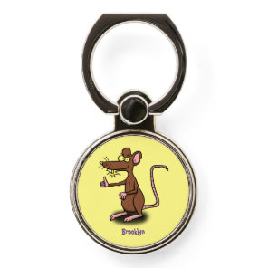 Cute brown rat thumbs up cartoon phone ring stand
